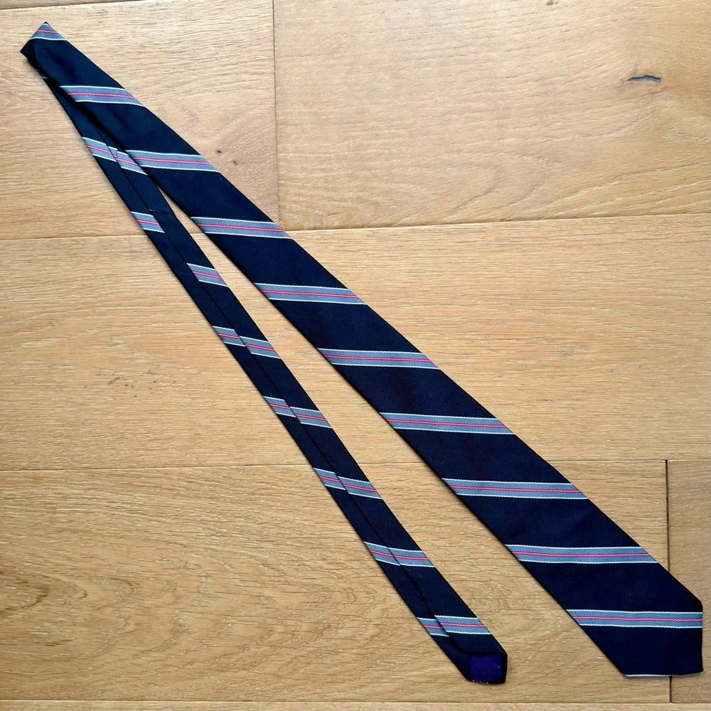 Vintage St. Honore Paris Men's Repp Stripe Tie Black Blue Maroon White